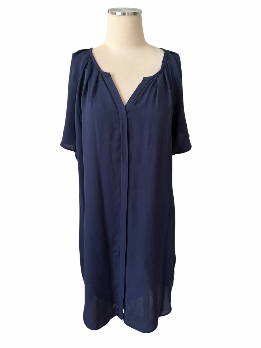 Joie Silk Navy Short-Sleeve V-Neck Shirt Dress Sz S - Picture 7 of 7